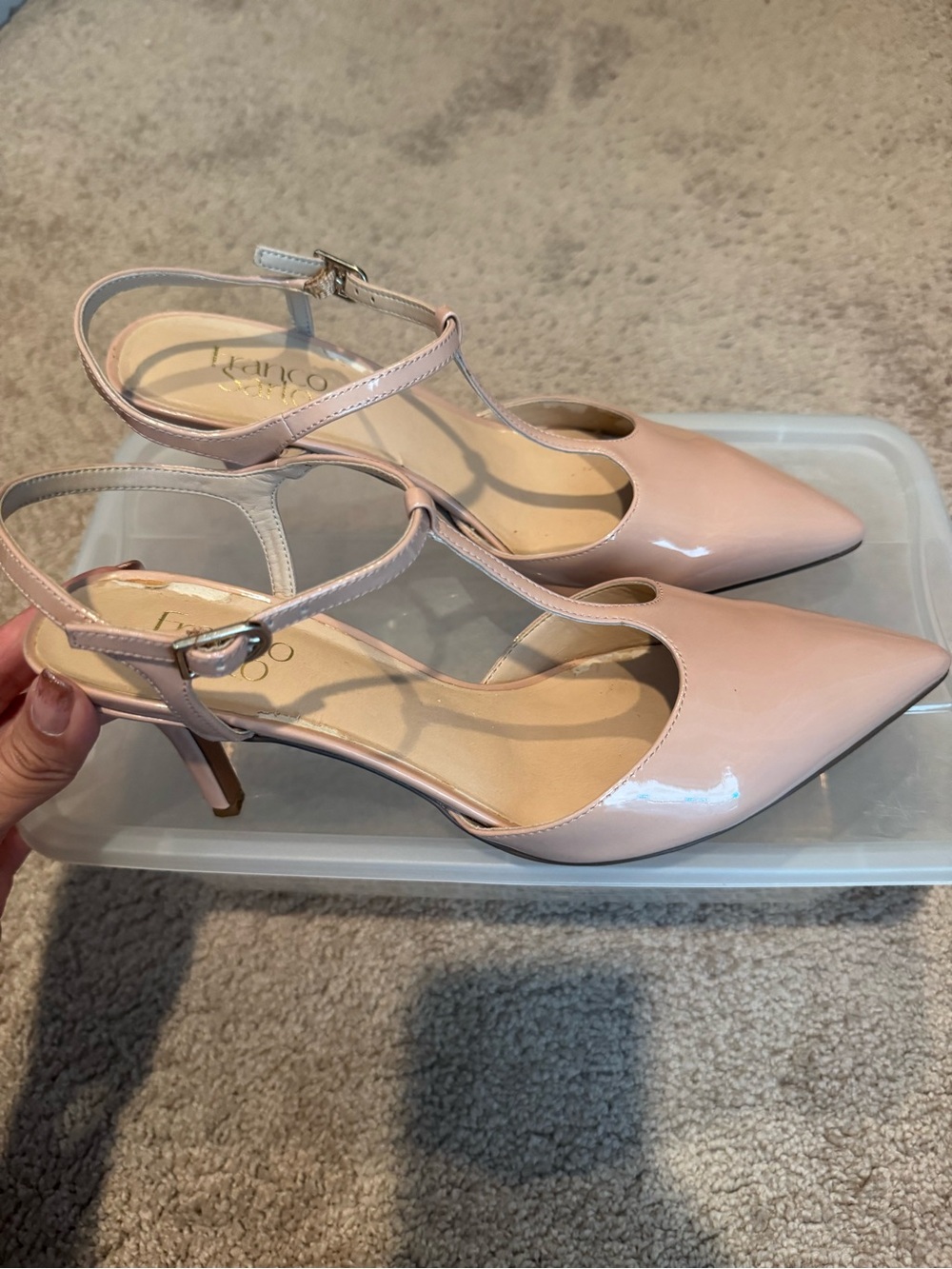 Franco Sarto Women's Pointed-Toe Slingback Heels in Blush Pink / Perfect Nude